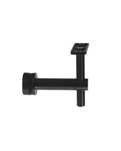 1-1/2" Dia., Flat Saddle, Fixed, Adjustable Height, Black, Round, Glass Mount Bracket - Alloy 304 