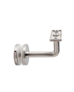 2" Dia., Flat Saddle, Fixed, Round, Glass Mount Bracket, 90° Arm - Alloy 304 