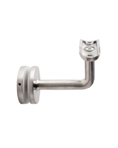 2" Dia., Round Saddle, Fixed, Round, Glass Mount Bracket, 90° Arm - Alloy 304 