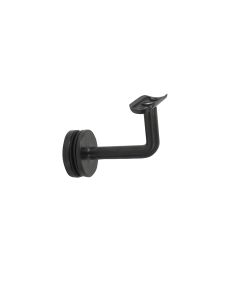 Black Stainless Steel Glass Mount Bracket, Fixed  - Round Saddle - Alloy 304 - #4 Satin Finish