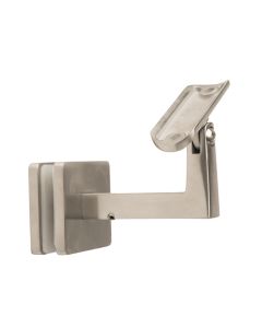 Stainless Steel Glass Mount Bracket, Adjustable Round Saddle - Alloy 304 - #4 Satin Finish