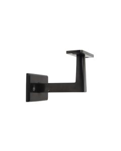 Flat Saddle, Fixed, Black, Rectangular, Wall Mount Bracket, 90° Arm - Alloy 304 
