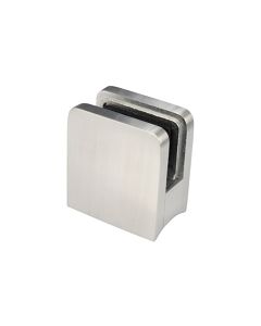 Small, Square, Glass Clip for Round Post - Alloy 316   