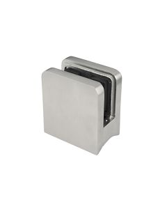 Large, Square, Glass Clip for Round Post - Alloy 304   