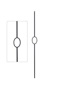 Steel Tube Balusters- Geometric 1/2" Square Series With Dowel Top - Single Feature - Satin Black