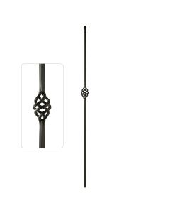 Steel Tube Balusters - 1/2" Square Series With Dowel Top - Single Basket - Satin Black