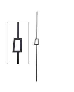 Steel Tube Spindles - Geometric 1/2" Square Series With Dowel Top - Single Feature - Satin Black