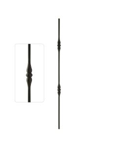 Steel Tube Balusters- 9/16" Round Series - Hammered Double Collar