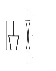Steel Tube Balusters - Geometric 1/2" Square Series With Dowel Top - Single Feature - Satin Black