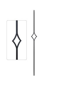 Steel Tube Spindles - Geometric 1/2" Square Series With Dowel Top - Single Feature - Satin Black