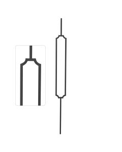Steel Tube Balusters - Geometric 1/2" Square Series With Dowel Top - Single Feature - Satin Black
