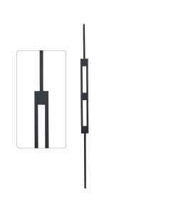 Steel Tube Spindles - Geometric 1/2" Square Series With Dowel Top -Double Feature - Satin Black