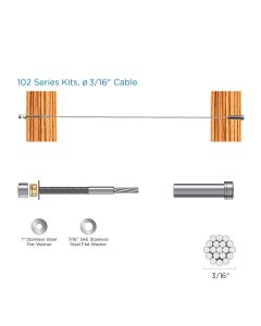RailFX® Cable Rail Kits, 102 Series, Through-Post, Wood Post Applications