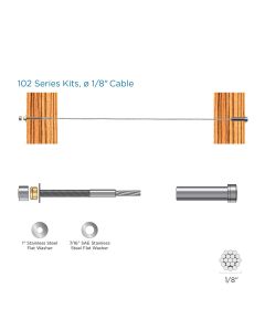 RailFX® Cable Rail Kits, 102 Series, Ø 1/8" Cable, Through-Post, Wood Post Applications