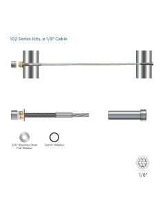 RailFX® Cable Rail Kits, 102 Series, Ø 1/8" Cable, Through-Post, Metal Post Applications