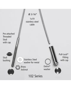 RailFX® 102 Series Cable Rail Kit, 10' Length, Through-Post, for Metal, Ø 3/16" Cable