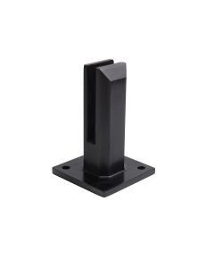 'Black Stainless Steel Surface Mount Adjustable Glass Clamp, Square Base - Alloy 2205 - #4 Satin Finish