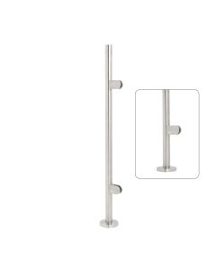 38" Height - End Post, 1-1/2"OD Round, Pre-Assembled Glass Clips at 8" Spacing, Cover Flange - Alloy 304