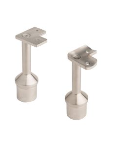 Stainless Steel Top Mount Brackets,  90º Corner,  Fixed - Round and Flat Saddle - Alloy 304 - #4 Satin Finish