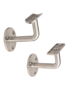 Stainless Steel Wall Mount Brackets, Fixed  - Round and Flat Saddle - Alloy 304 - #4 Satin Finish	
