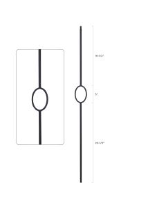 Steel Tube Spindles - Geometric 1/2" Square Series With Dowel Top - Single Feature - Satin Black