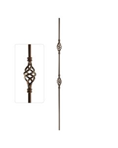 Steel Tube Balusters - 1/2" Round Series - Double Basket - Burnt Penny