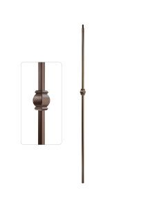 Steel Tube Balusters - 1/2" Square Series With Dowel Top - Single Collar - Burnt Penny