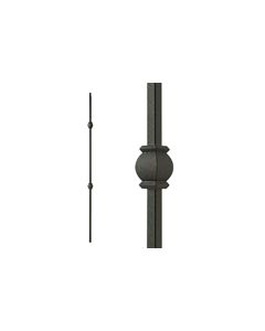Steel Tube Balusters- 1/2" Square Series With Dowel Top - Double Collar