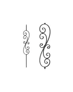 Steel Tube Balusters- 1/2" Square Series With Dowel Top - Scroll