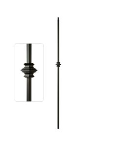 Steel Tube Balusters - 1/2" Square Series With Dowel Top - Single Collar - Satin Black