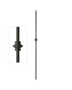 Steel Tube Balusters - 1/2" Square Series With Dowel Top - Single Collar - Wrinkled Black