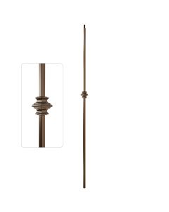 Steel Tube Balusters - 1/2" Square Series With Dowel Top - Single Collar - Burnt Penny