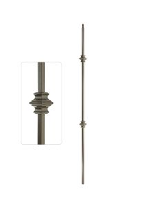 Steel Tube Balusters - 1/2" Square Series With Dowel Top - Double Collar - Pavestone