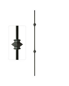 Steel Tube Balusters - 1/2" Round Series - Double Collar - Wrinkled Black