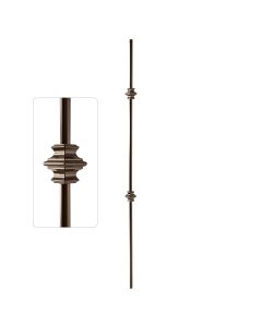 Steel Tube Balusters - 1/2" Round Series - Double Collar - Burnt Penny