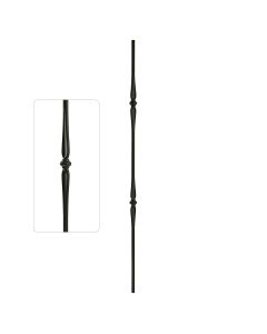 Steel Tube Balusters - 9/16" Round Series - Double Collar - Satin Black
