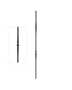 Steel Tube Balusters - 9/16" Round Series - Double Collar - Wrinkled Black