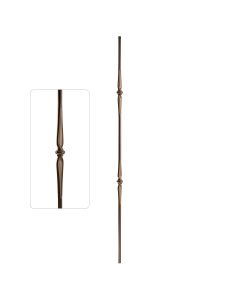 Steel Tube Balusters- 9/16" Round Series - Double Collar - Burnt Penny