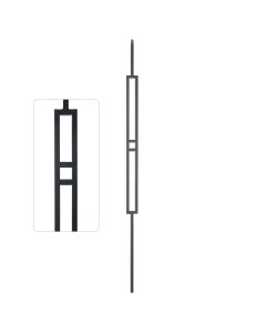 Steel Tube Spindles - Geometric 1/2" Square Series With Dowel Top - Single Feature - Wrinkled Black