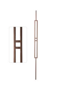 Steel Tube Spindles - Geometric 1/2" Square Series With Dowel Top - Single Feature - Burnt Penny
