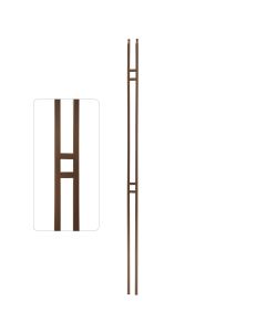 Steel Tube Balusters- Geometric 1/2" Square Series With Dowel Top - Double Feature  - Burnt Penny