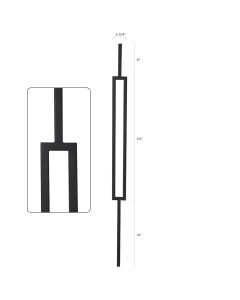 Steel Tube Balusters - Geometric 5/8" Square Series With Dowel Top - Single Feature - Satin Black