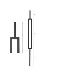 Steel Tube Balusters - Geometric 3/4" Square Series With Dowel Top - Single Feature - Satin Black