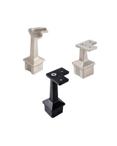 Stainless Steel Top Mount Brackets,  90˚Corner,  Fixed - Round and Flat Saddle - Alloy 304 - #4 Satin Finish