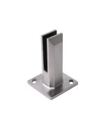 Stainless Steel Surface Mount Adjustable Glass Clamp, Square Base - Alloy 2205 - #4 Satin Finish
