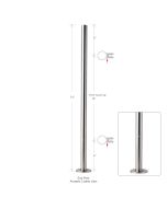 34" Height - End Post, 1-1/2"OD Round, Pre-Drilled - 8" Spacing - Alloy 304