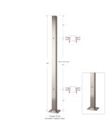 38" Height - Center Post, 1-9/16" Square, Pre-Drilled - 8" Spacing - Alloy 304
