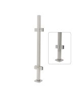 34" Height - Center Post, 1-9/16" Square, Pre-Assembled - Glass Clips at 8" Spacing, Cover Flange - Alloy 304