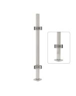 34" Height - Corner Post, 1-9/16" Square, Pre-Assembled - Glass Clips at 8" Spacing, Cover Flange - Alloy 304