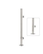 38" Height - End Post, 1-9/16" Square, Pre-Assembled - Glass Clips at 8" Spacing, Cover Flange - Alloy 304
